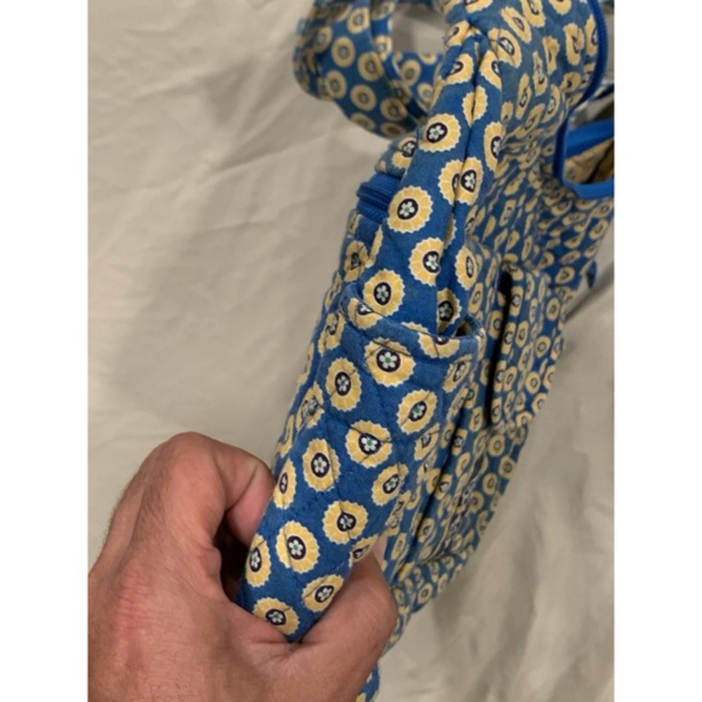 Vera Bradley Riviera Blue‎ Yellow Adjustable Strap Large Shoulder Bag - Picture 7 of 9